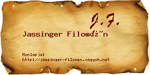 Jassinger Filomén névjegykártya
